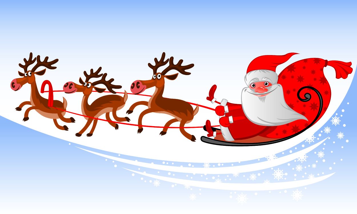 Обои Санта-Клаус, Рождественский день, Северный олень, олень, иллюстрация в разрешении 6000x3600