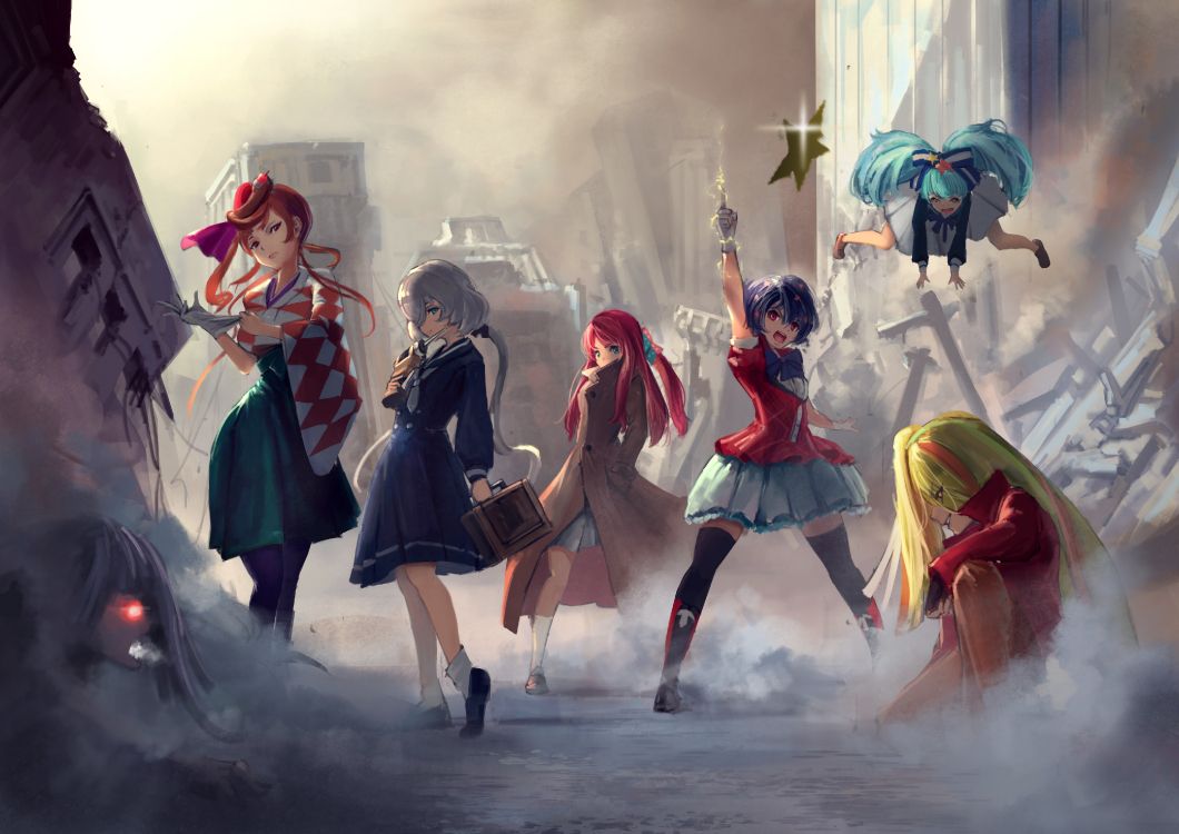 Обои аниме, зомби, иллюстрация, арт, акварельные краски в разрешении 4209x2976