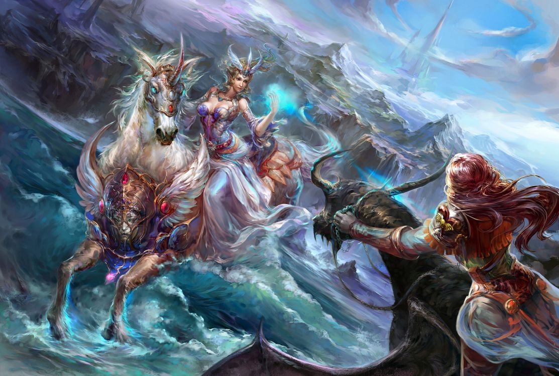 Обои мифология, арт, фэнтези, искусство, вымышленный персонаж в разрешении 3400x2291