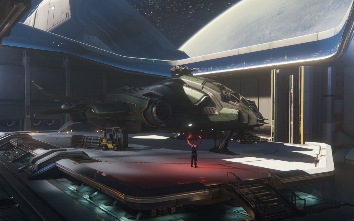 Обои ангар для копья звездного гражданина, звезда гражданин, самолеты, аэрокосмическая техника, авиация в разрешении 2560x1600