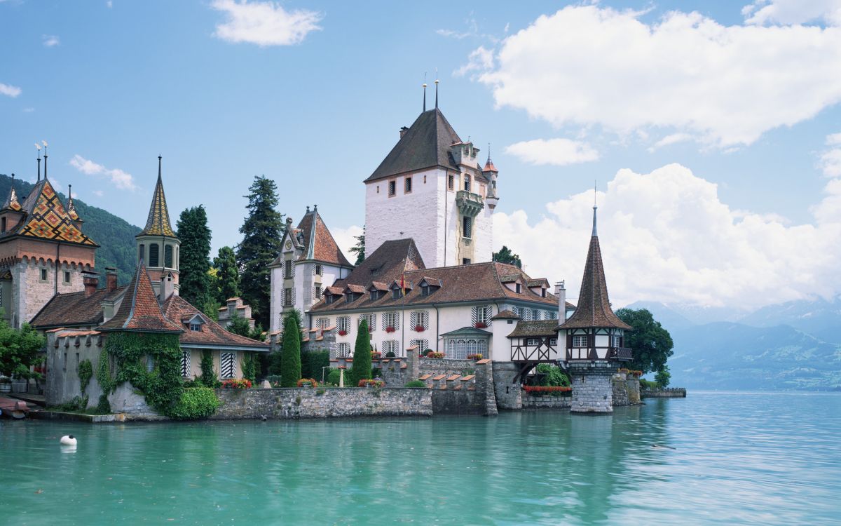 Обои Германия, водный замок, туризм, здание, озеро в разрешении 2560x1600