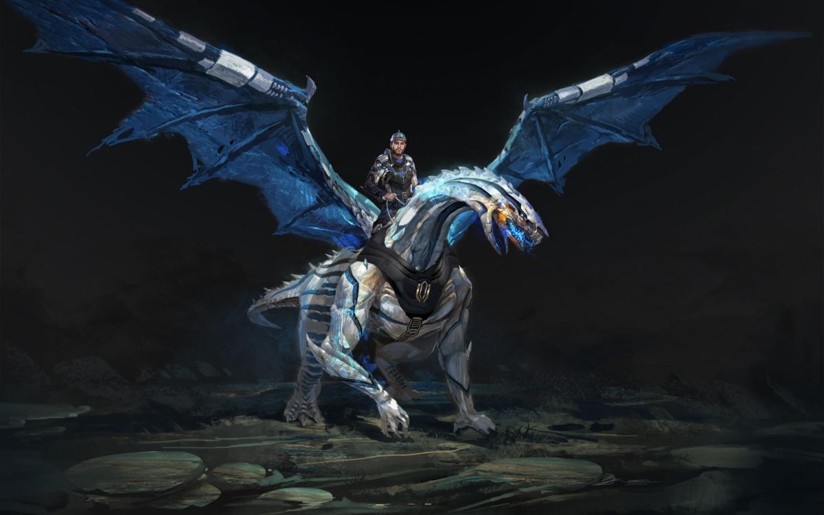 Обои дракон, крыло, мифическое существо, камни, cg работы в разрешении 2880x1800