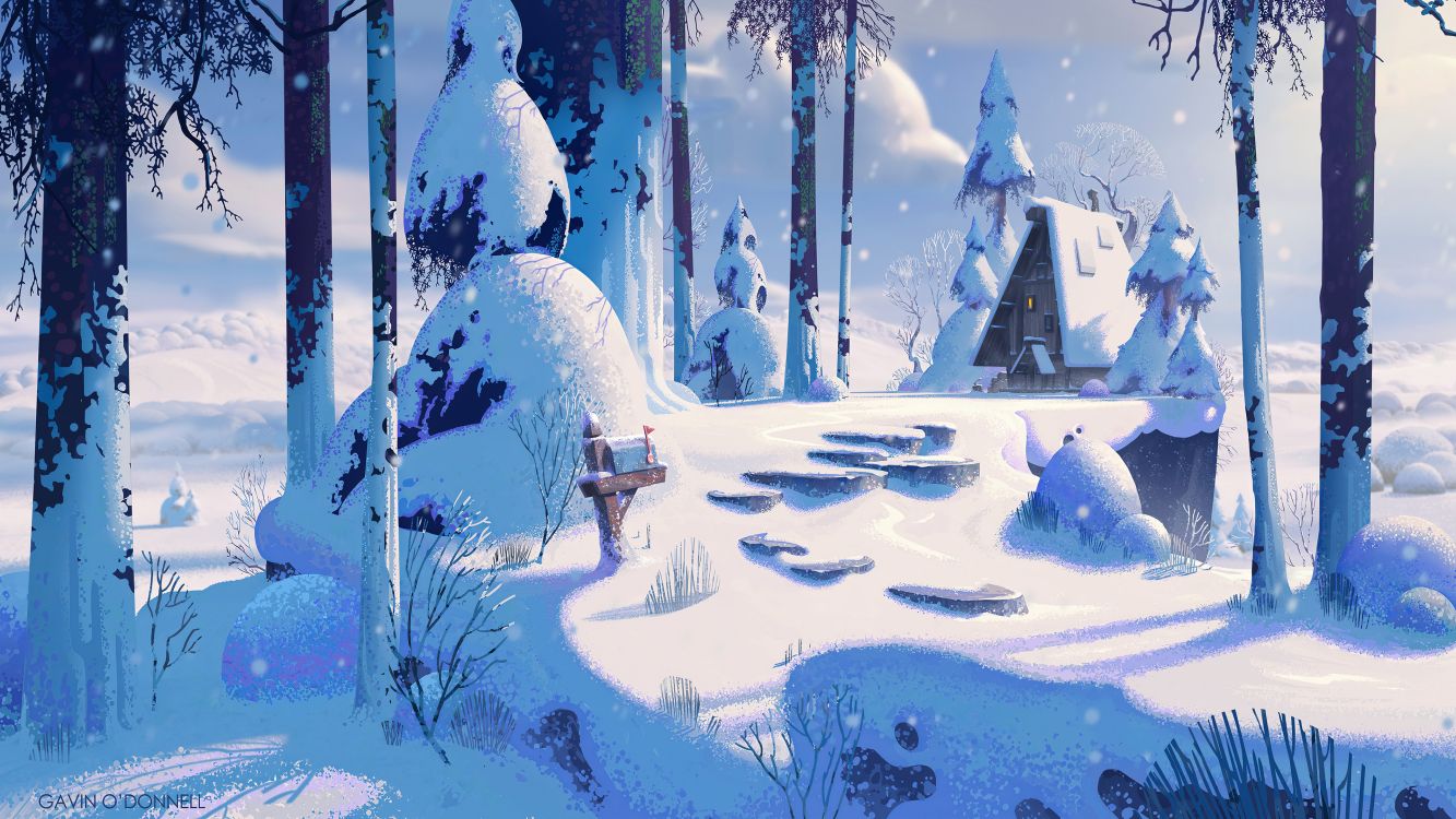 Обои зима, снег, замораживание, арт, ледяная шапка в разрешении 3840x2160