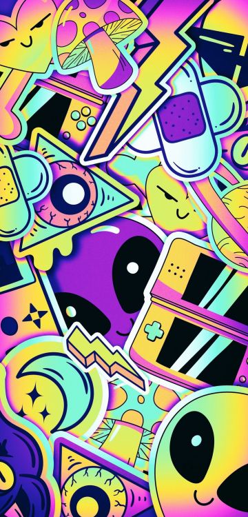 Обои графический дизайн, арт, розовый, пурпурный цвет, линия в разрешении 1080x2248