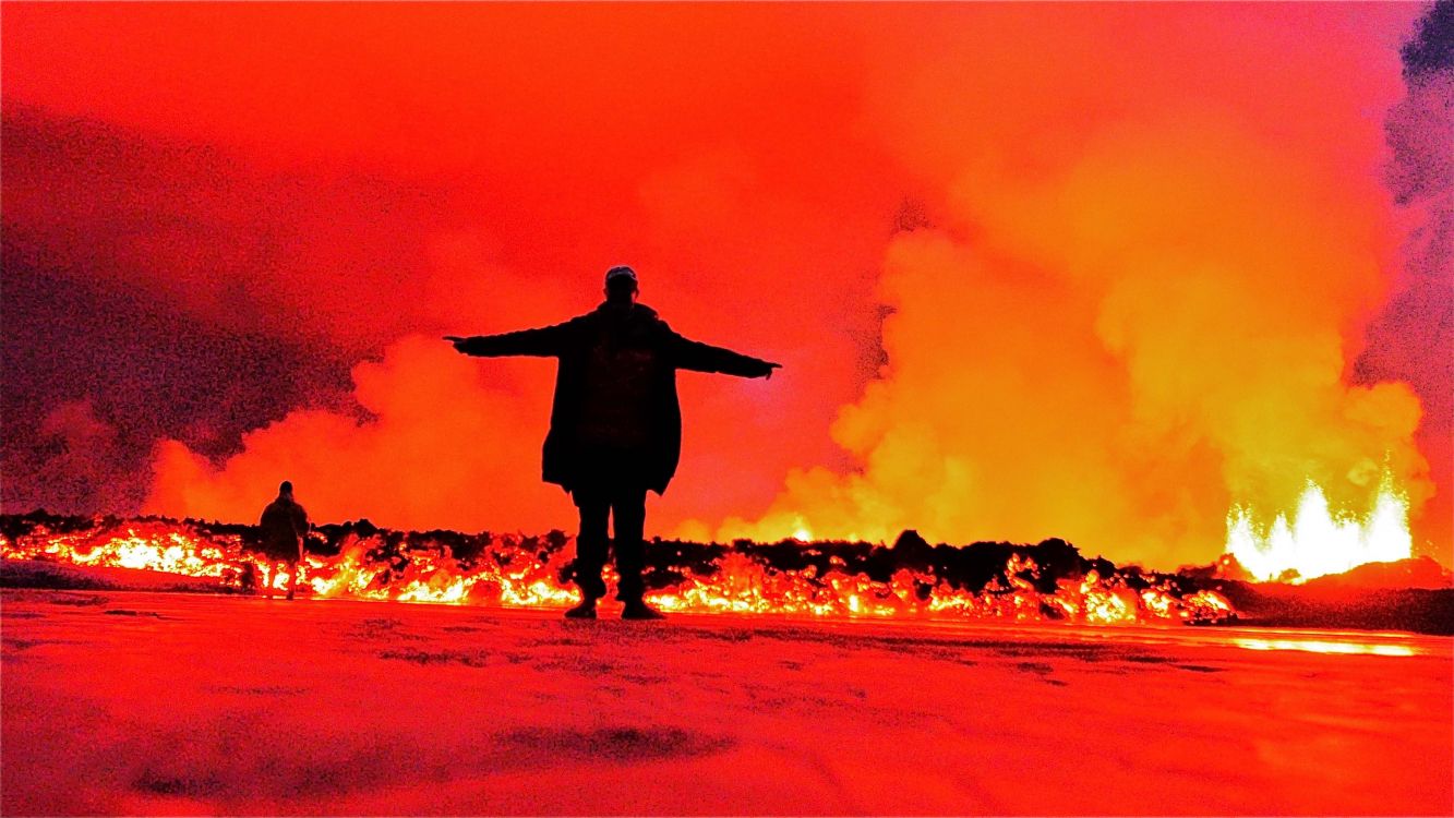 Обои вулкан, лава, тепло, пламя, огонь в разрешении 3500x1969