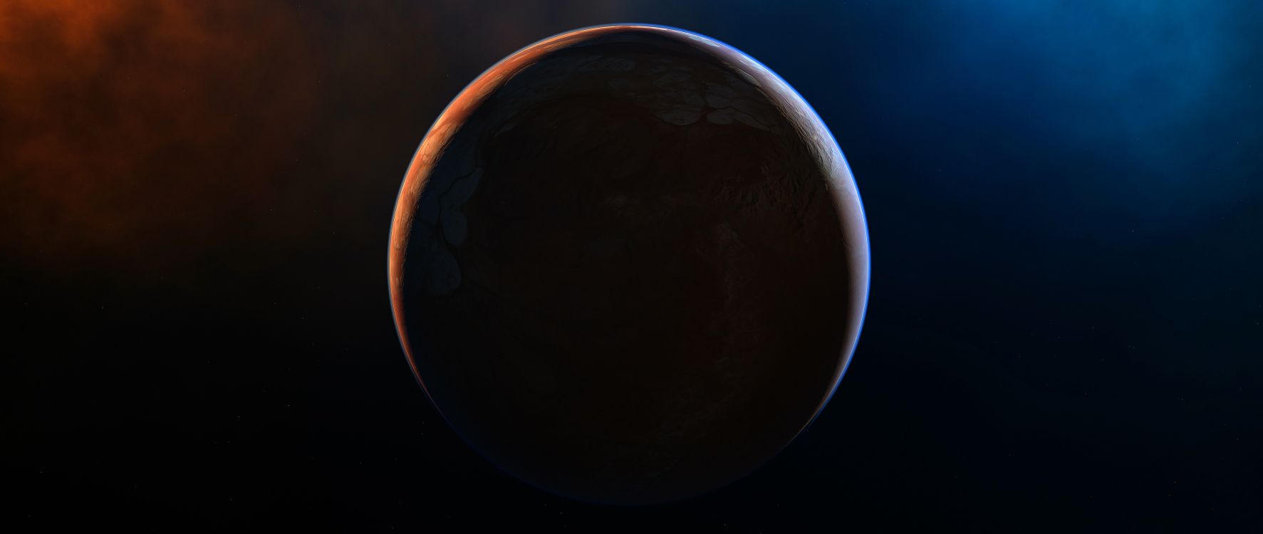 Обои планета, атмосфера, круг, космос, астрономический объект в разрешении 4096x1732