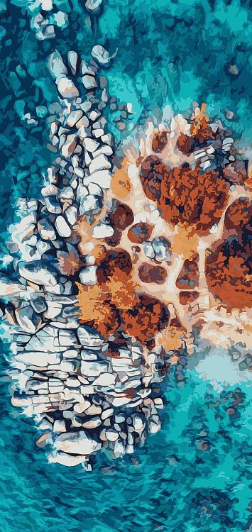 Обои Google, Google Pixel 4, вода, пиксель 4, синий в разрешении 1440x3040