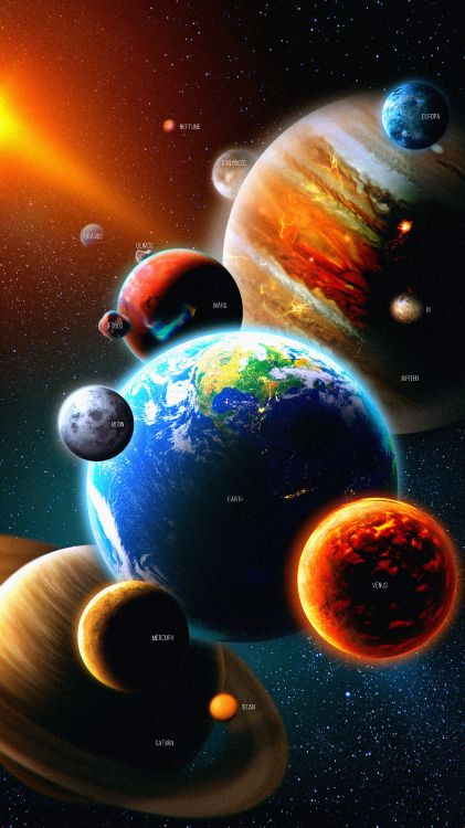 Обои Солнечная система, планета, земля, солнце, атмосфера в разрешении 3240x5760