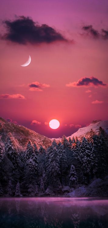 Обои закат, облако, атмосфера, дневное время, послесвечение в разрешении 720x1520