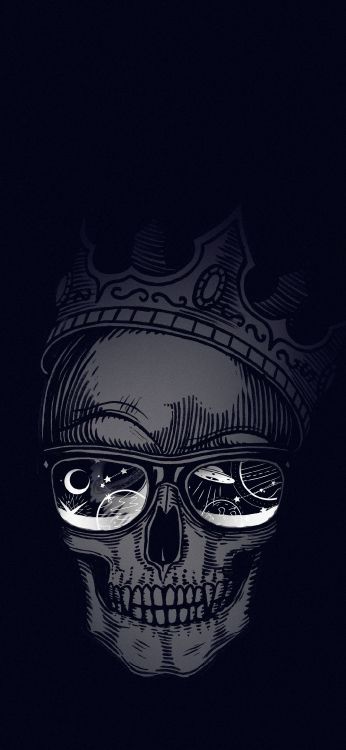 Обои череп, иллюстрация, Череп арт, рисование, визуальное искусство в разрешении 1080x2340