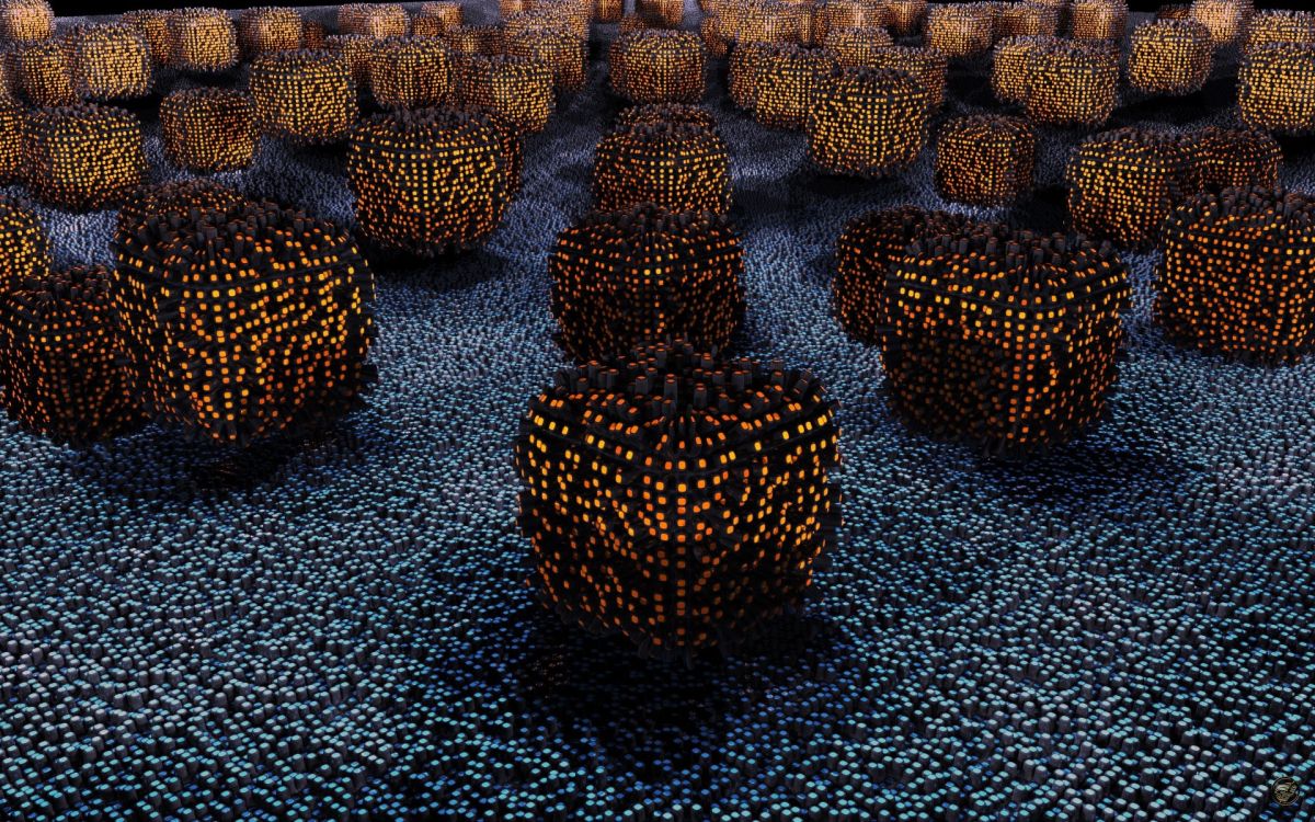 Обои трех мерное пространство, фрактал, куб, сфера, фигура в разрешении 1920x1200