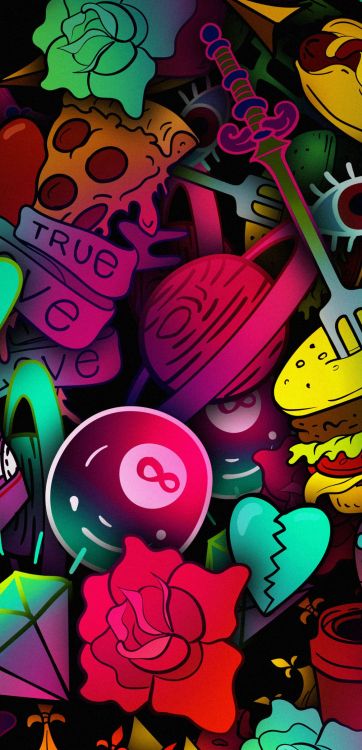 Обои розовый, арт, красный цвет, пурпурный цвет, узор в разрешении 1080x2235