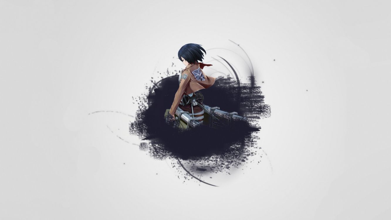 Обои Микаса Акерман, нападение на титан, эрен йегер, аниме, вода в разрешении 2048x1152