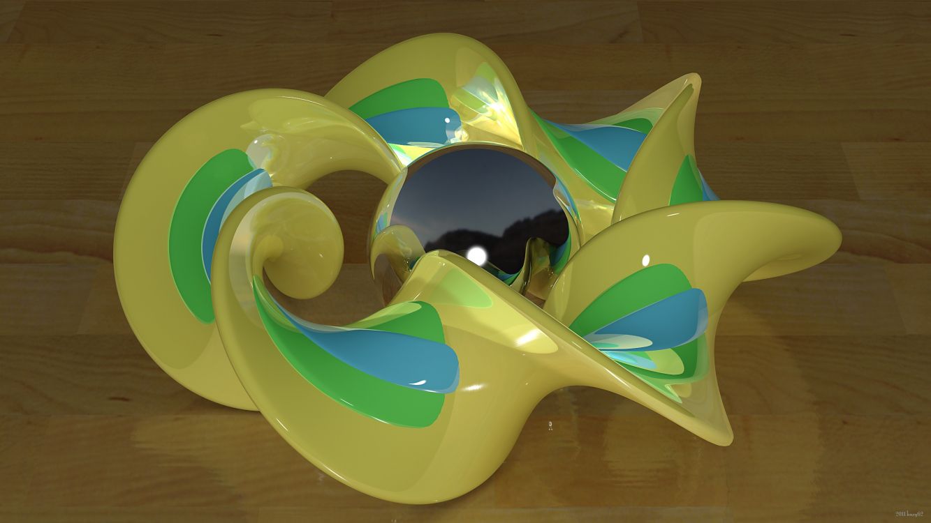 Обои пластик, желтый, трехмерное пространство, трех мерное пространство, зеленый в разрешении 2560x1440