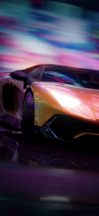 Обои отражение, суперкар, легковые автомобили, автомобильное освещение, облако в разрешении 1080x2340