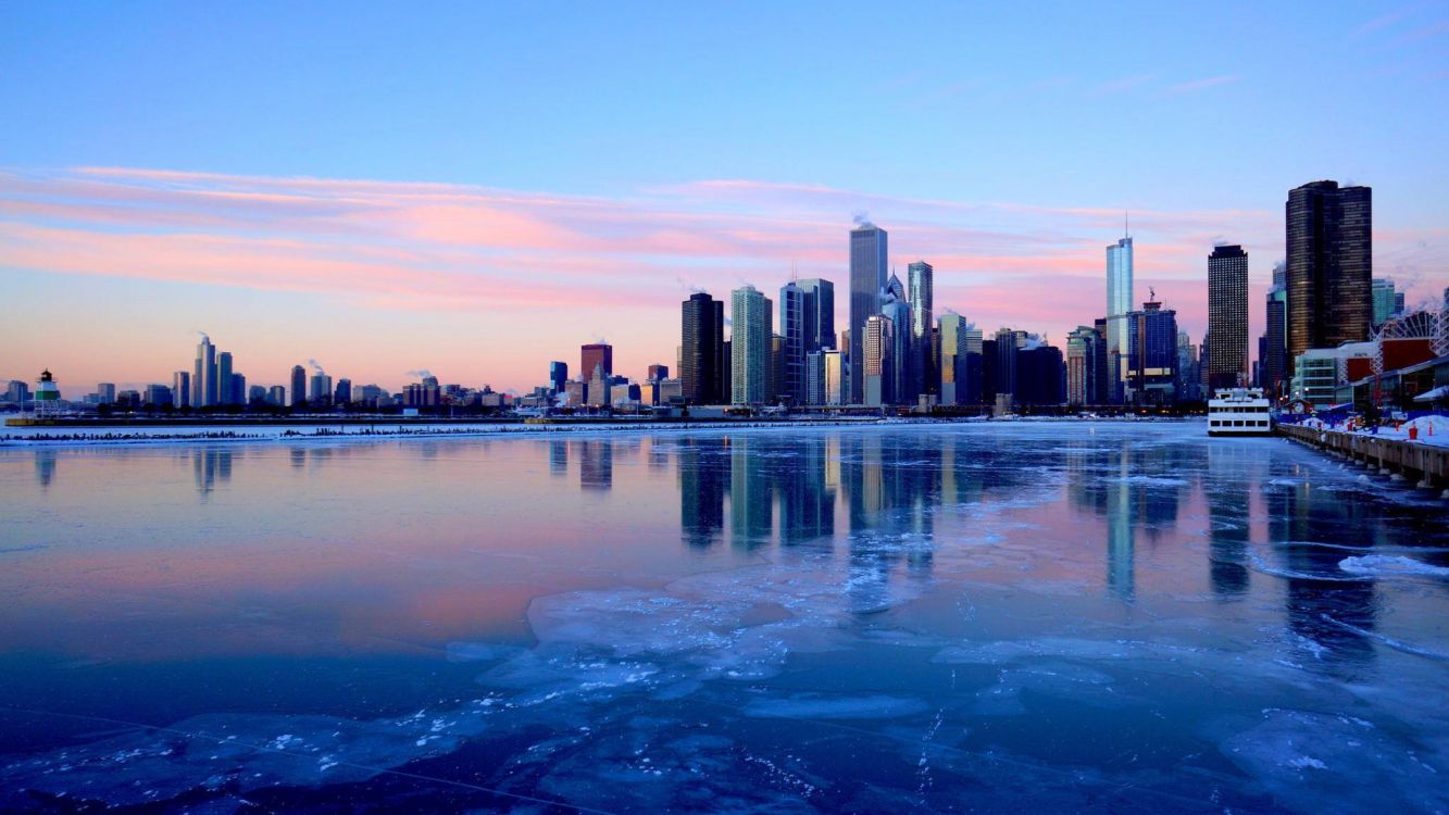 Обои Чикаго, небоскреб, городской пейзаж, город, линия горизонта в разрешении 2560x1440