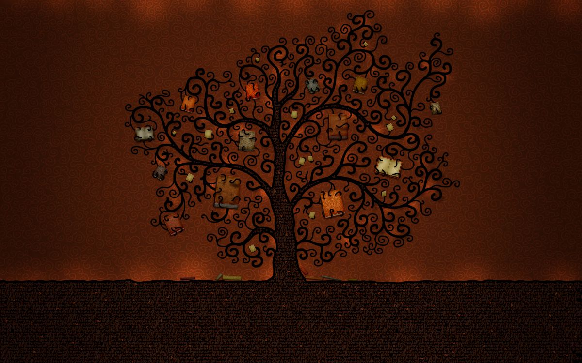 Обои книга, дерево, ветвь, визуальное искусство, арт в разрешении 2560x1600
