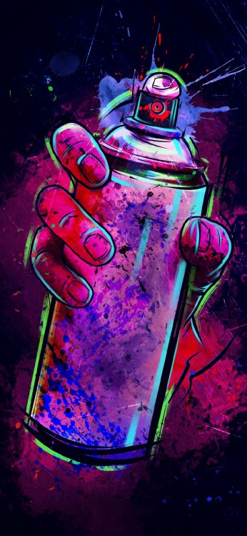 Обои распылитель аэрозоля, граффити, стена, граффити настенная роспись, Спрей живопись в разрешении 1080x2340