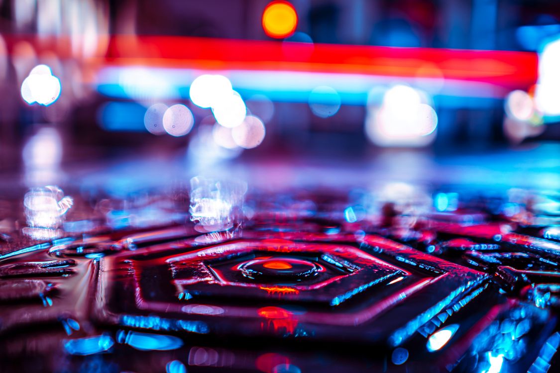 Обои боке, синий, красный цвет, свет, электроника в разрешении 6000x4000