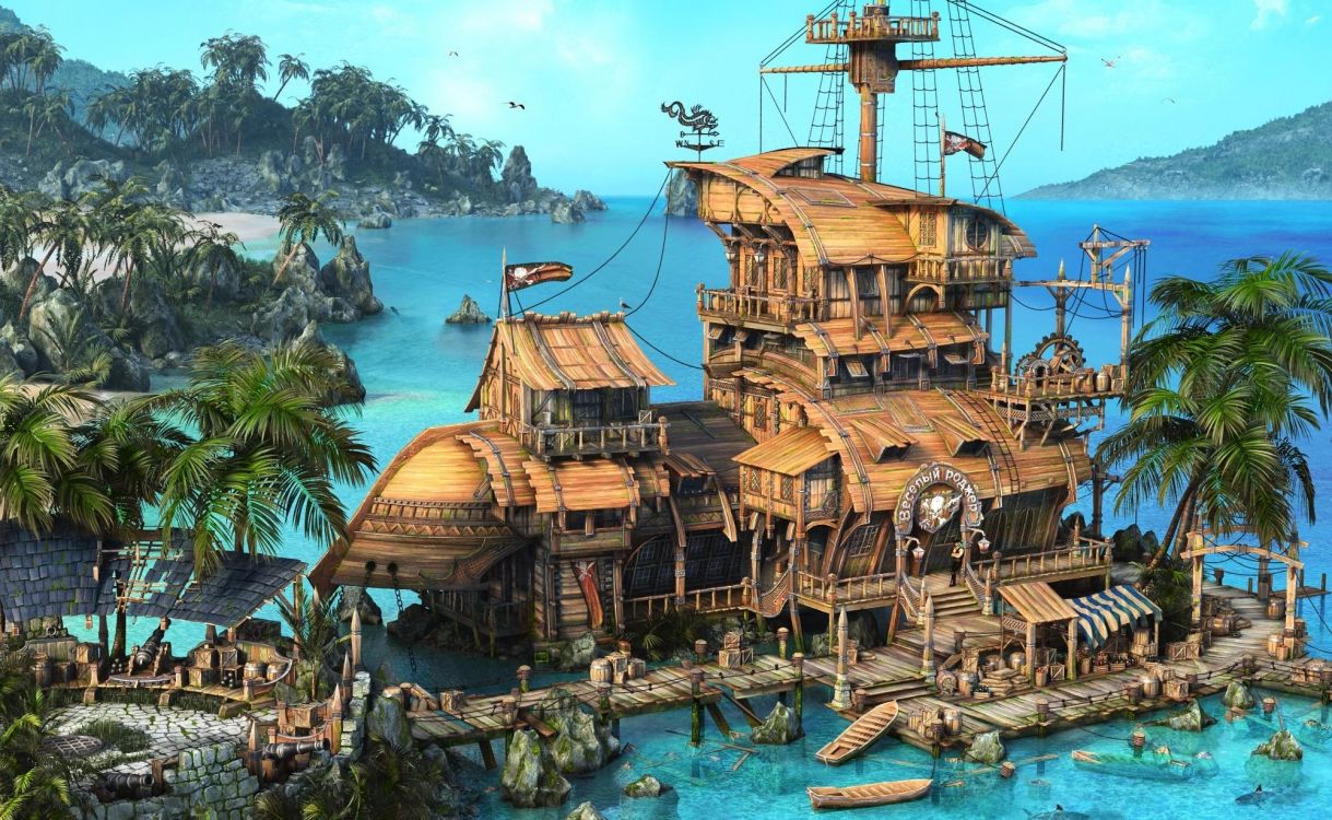 Обои пиратство, аквапарк, стратегии видео игры, туризм, Карибский бассейн в разрешении 2000x1230