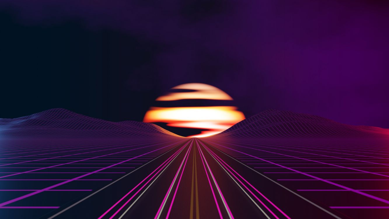 Обои Synthwave, Фиолетовый, пурпур, свет, освещение в разрешении 3840x2160