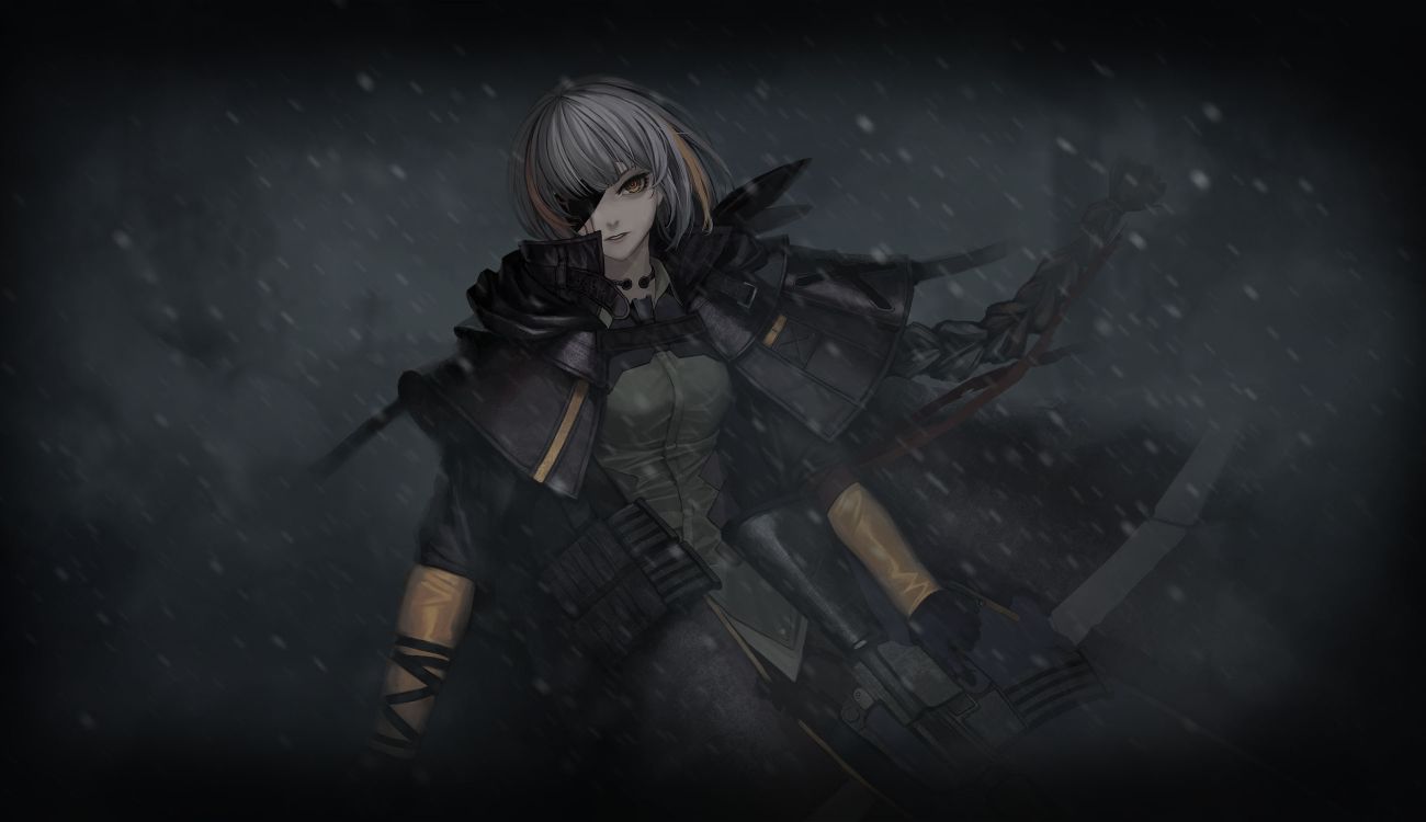 Обои Девочки Прифронтовых, темнота, компьютерная игра, Цифровой композитинг, приключенческая игра в разрешении 2600x1500