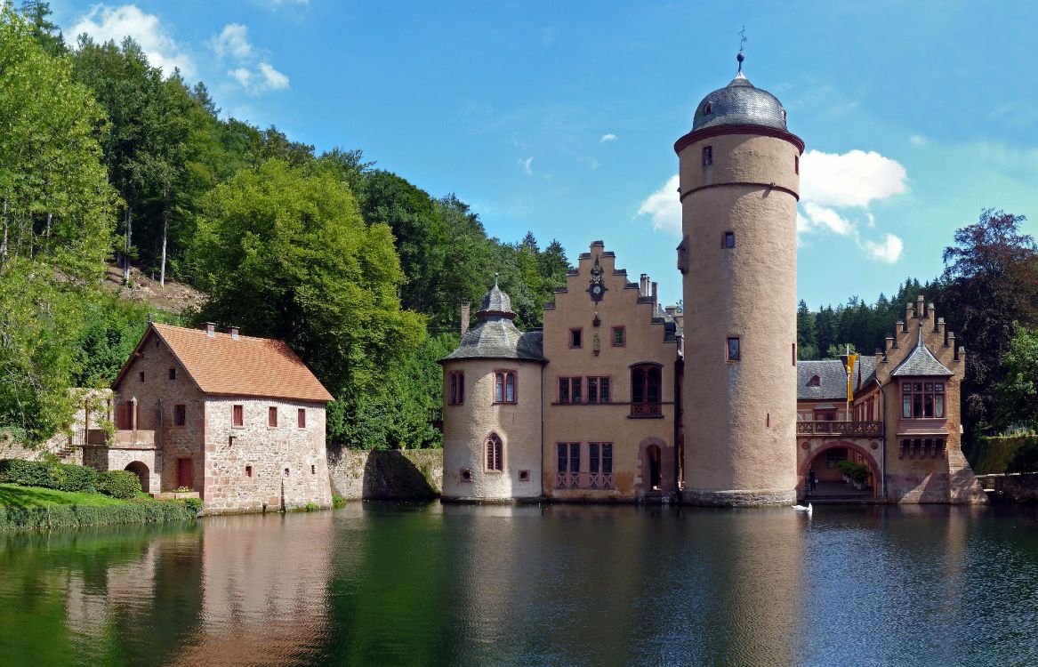 Обои Шпессарт, замок, водный замок, водный путь, здание в разрешении 4873x3130