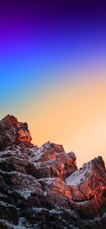 Обои природа, синий, горный рельеф, рок, гора в разрешении 1284x2778