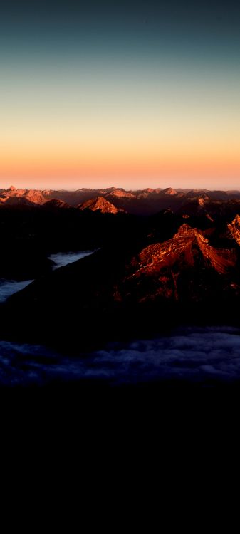 Обои атмосфера, экорегион, природный ландшафт, послесвечение, нагорье в разрешении 2160x4800