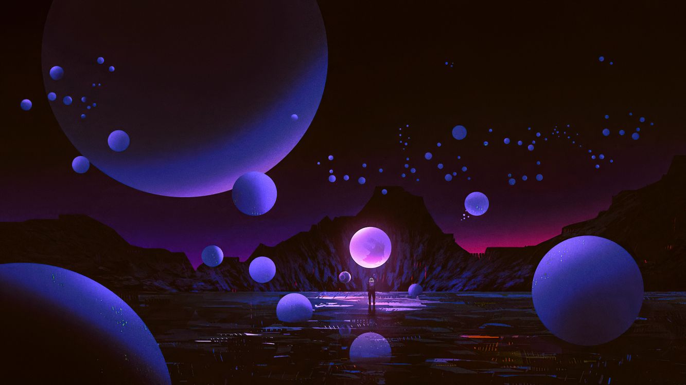 Обои атмосфера, свет, лазурный, пурпур, черный в разрешении 3840x2160