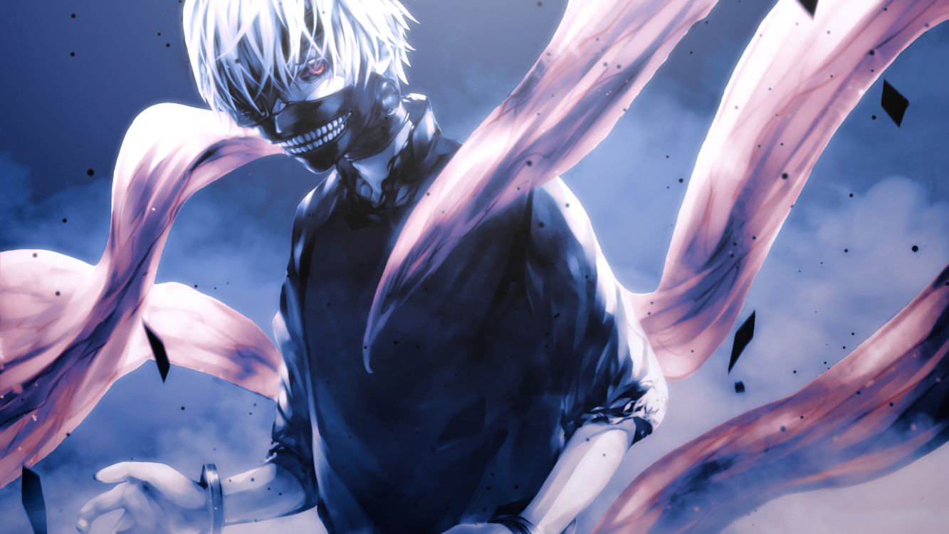 Обои Токио вурдалак, Кен kaneki, одной Кирисима, аниме, мультфильм в разрешении 2560x1440