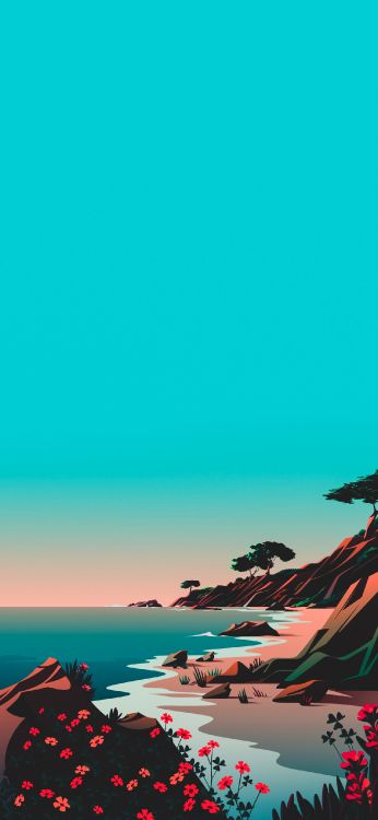 Обои рисование, ios, яблоко, вода, синий в разрешении 1284x2778