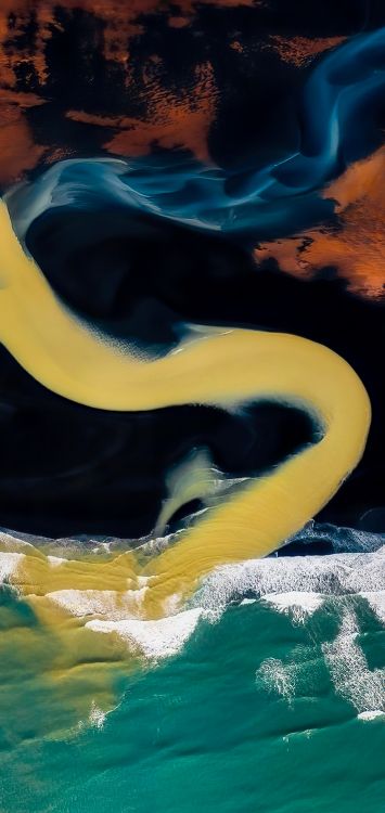 Обои вода, жидкий, пейзаж, арт, живопись в разрешении 1421x3000