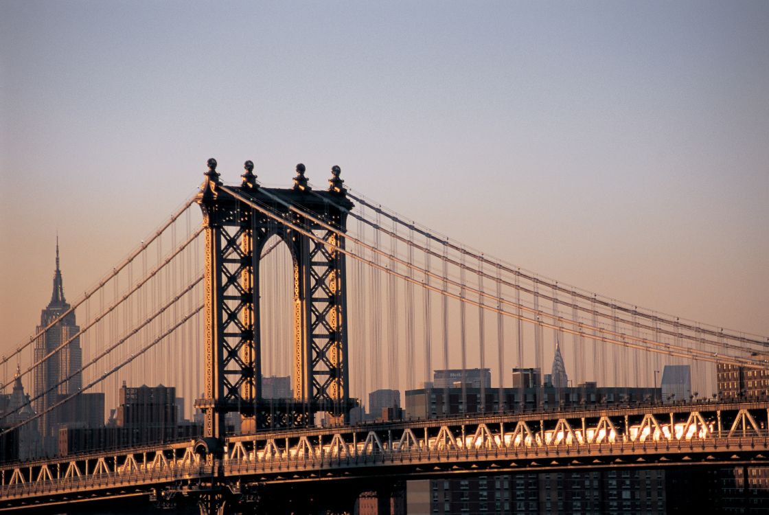 Обои Бруклинский мост, манхэттенский мост, мост, подвесной мост, вантовый мост в разрешении 5110x3420