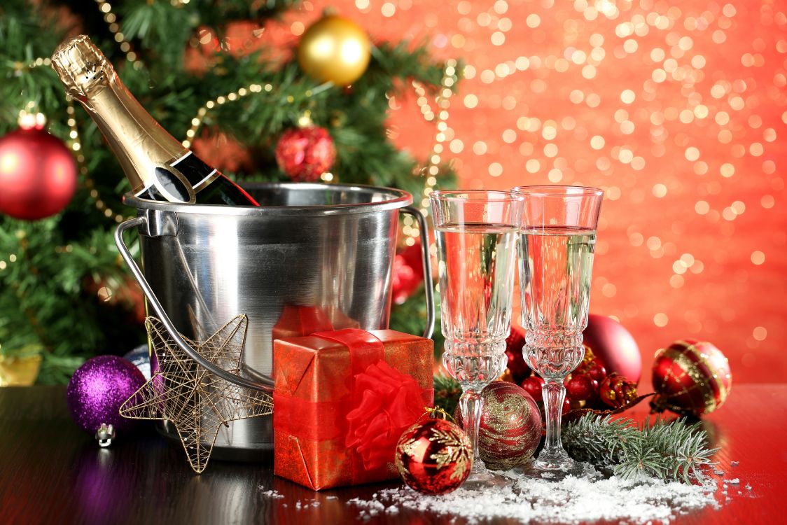 Обои шампанское, Новый год, рождественский орнамент, Рождественские украшения, Рождество в разрешении 5846x3898