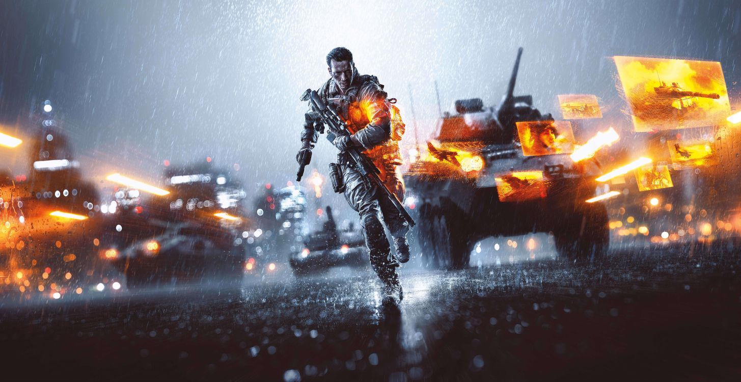 Обои battlefield хардлайн, battlefield 1, electronic arts, солдат, каскадер в разрешении 9000x4637