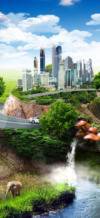 Обои техника природа и фэнтези, природа, арт, живопись, облако в разрешении 1080x2340