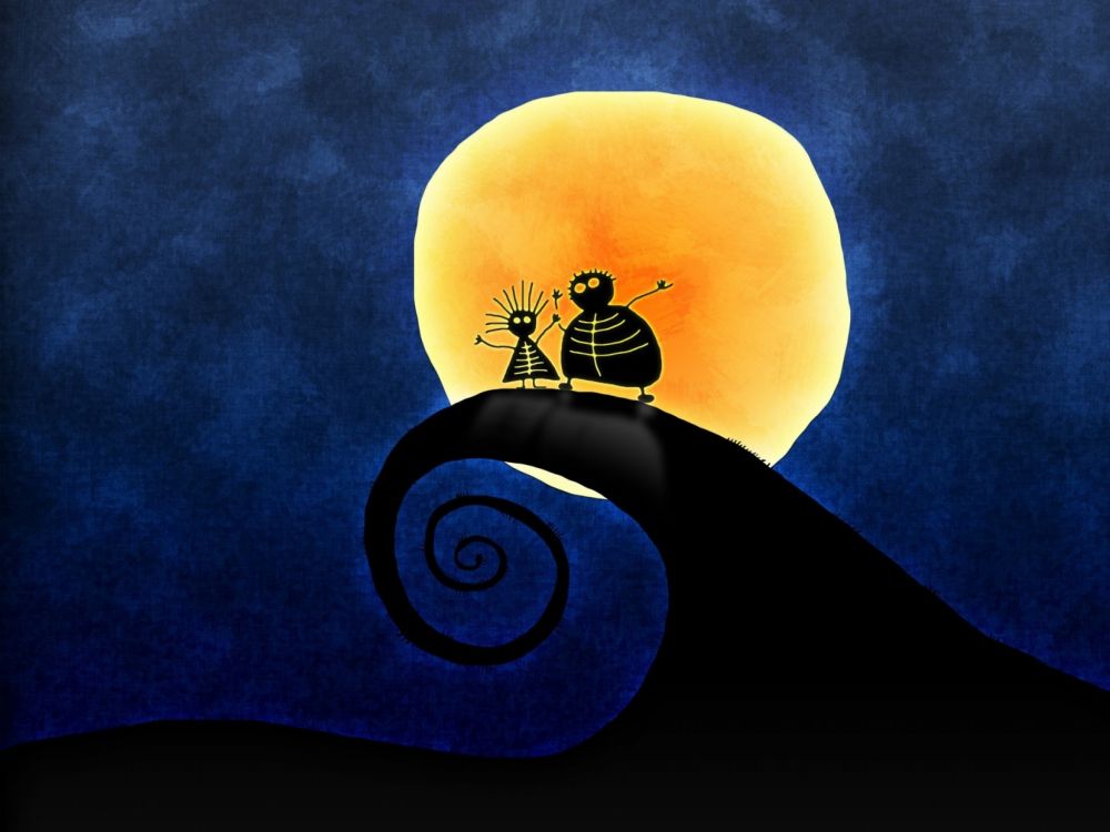 Обои освещение, уги буги, пространство, Джек скеллингтон, луна в разрешении 2048x1536