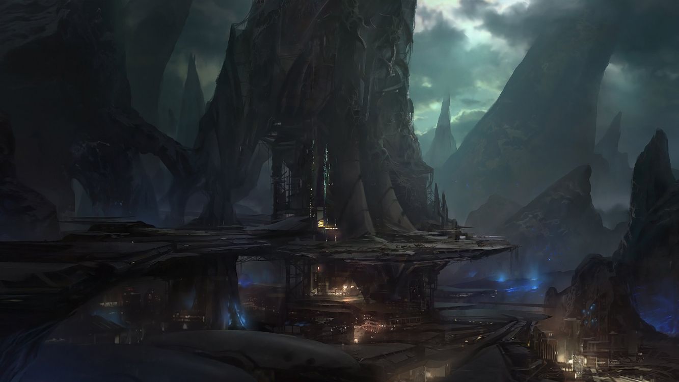 Обои темнота, формирование, Trine 2, лес, экосистема в разрешении 2560x1440