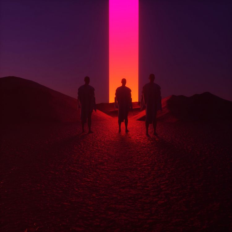 Обои красный цвет, пейзаж, горизонт, темнота, пурпур в разрешении 2160x2160