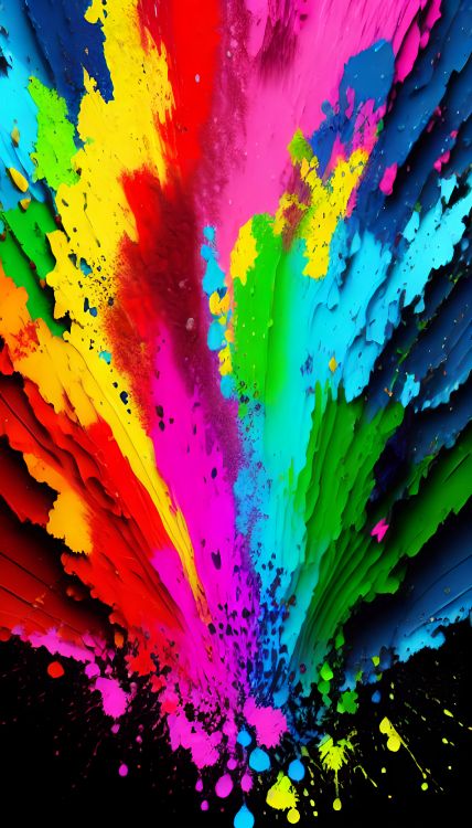 Обои арт, фрактальное искусство, акриловая краска, красочность, пурпурный цвет в разрешении 2048x3584