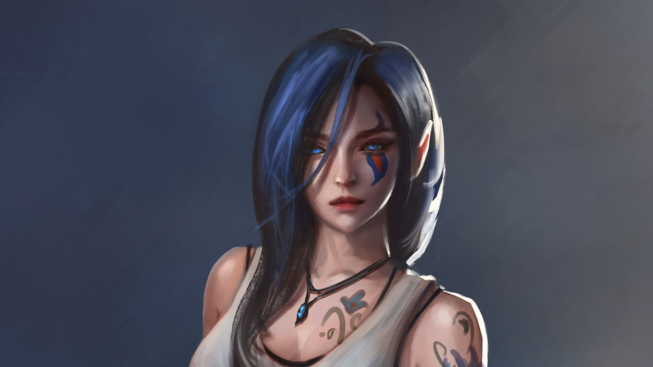 Обои характер, арт, волосы, лицо, кожа в разрешении 3840x2160