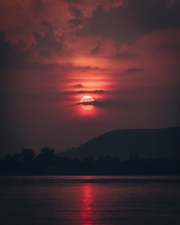 Обои горизонт, послесвечение, облако, золотой час, сумрак в разрешении 3948x4935