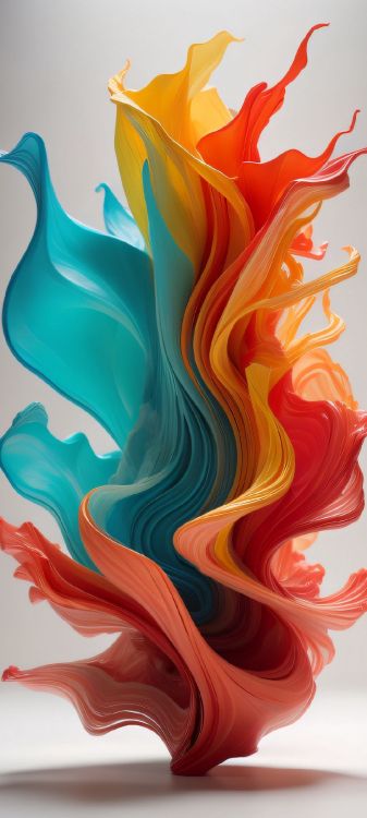 Обои Оранжевый цвет, художественная краска, арт, живопись, Аква в разрешении 1080x2400