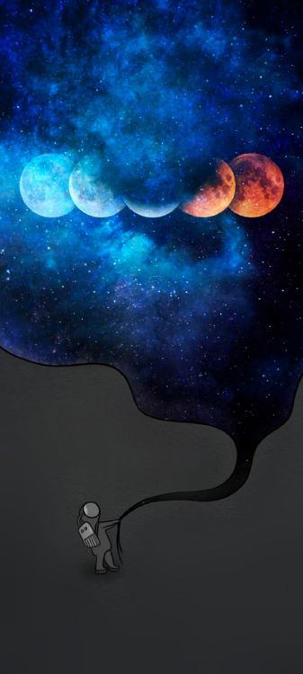 Обои атмосфера, полумесяц, мир, луна, лазурный в разрешении 1080x2400