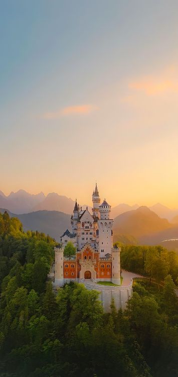 Обои замок Нойшванштайн, замок, историческое место, облако, гора в разрешении 1421x3000