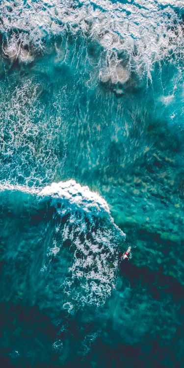 Обои океан с высоты птичьего полета, океан, море, водоем, вода в разрешении 1496x2992