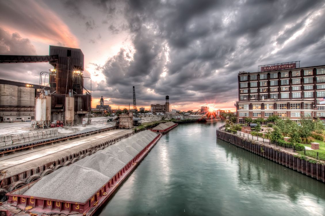 Обои Чикаго, водный путь, облако, отражение, канал в разрешении 4000x2654