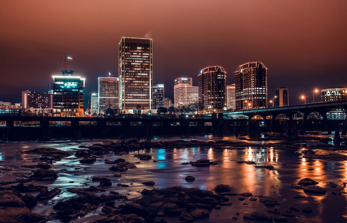 Обои городской пейзаж, город, линия горизонта, метрополия, ночь в разрешении 4000x2577