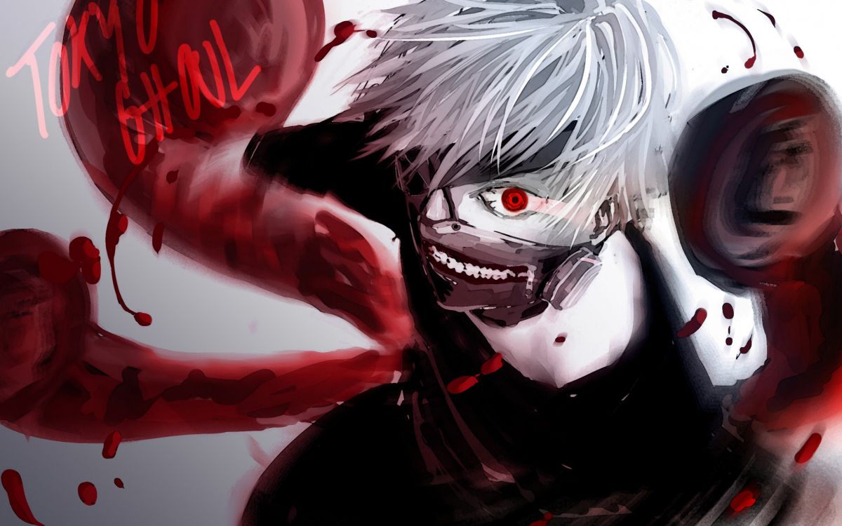 Обои Кен kaneki, аниме, зомби, вымышленный персонаж, красный цвет в разрешении 2560x1600